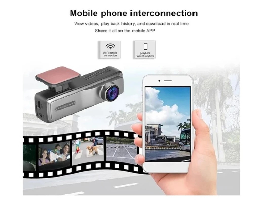 ULTRA HD 1440P 2K Geniş Açı Gece Görüşlü Akıllı Araç İçi Kamera. WİFİ ARAÇ KAMERASI.