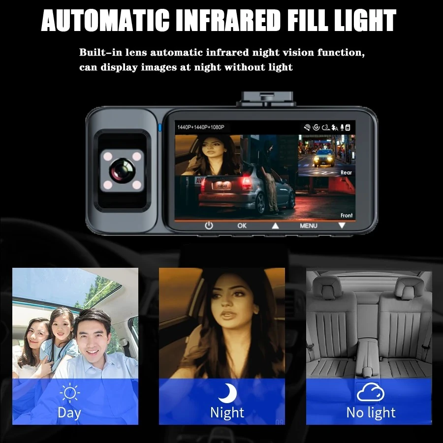 Wevolt PREMİUM MB-460-2 4K ULTRAHD 3 KAMERALI ARAÇ İÇİ KAMERA (TÜRKÇE MENÜ+GPS+WİFİ) ÜÇ KAMERALI.