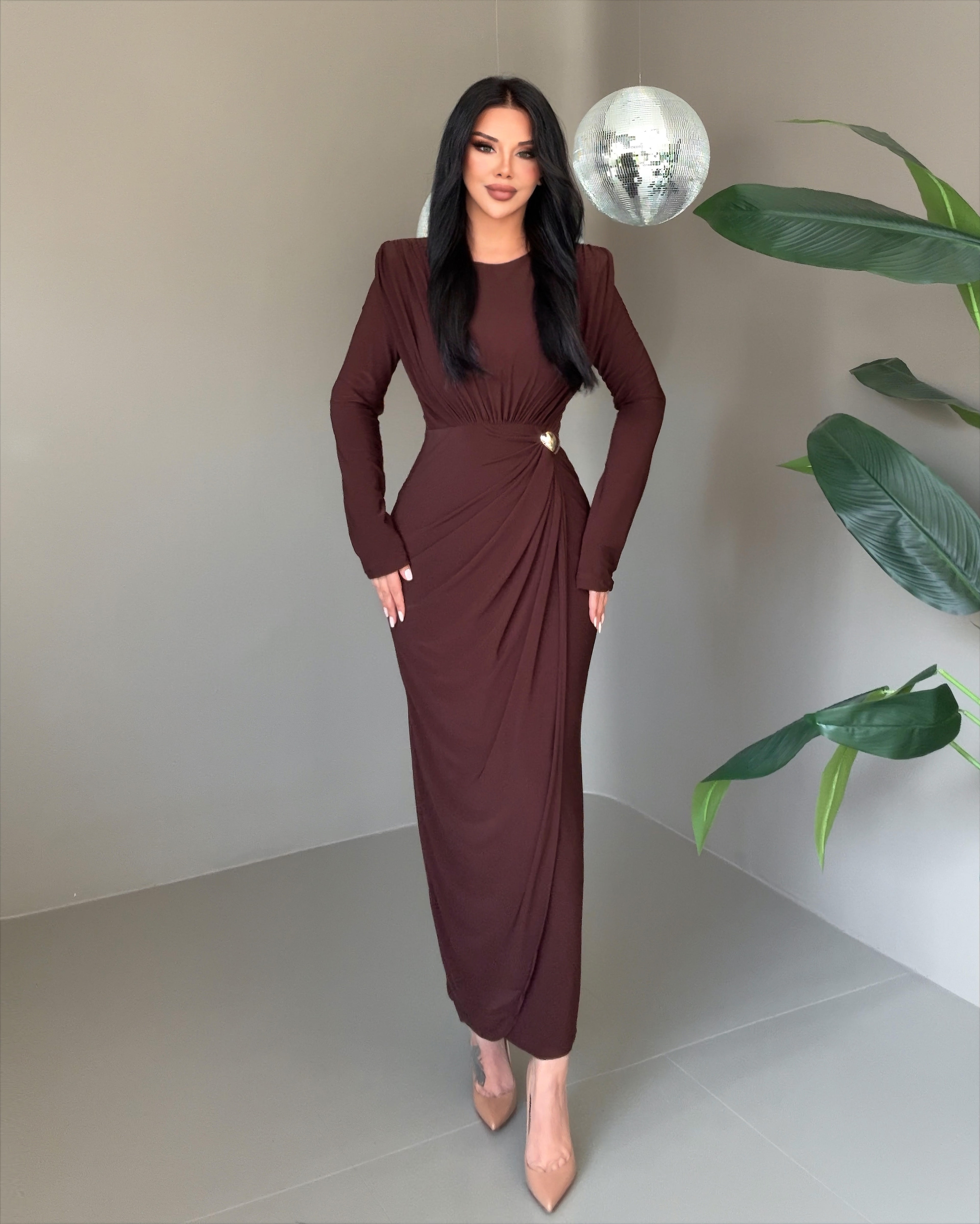 Violet Elbise - KAHVERENGİ