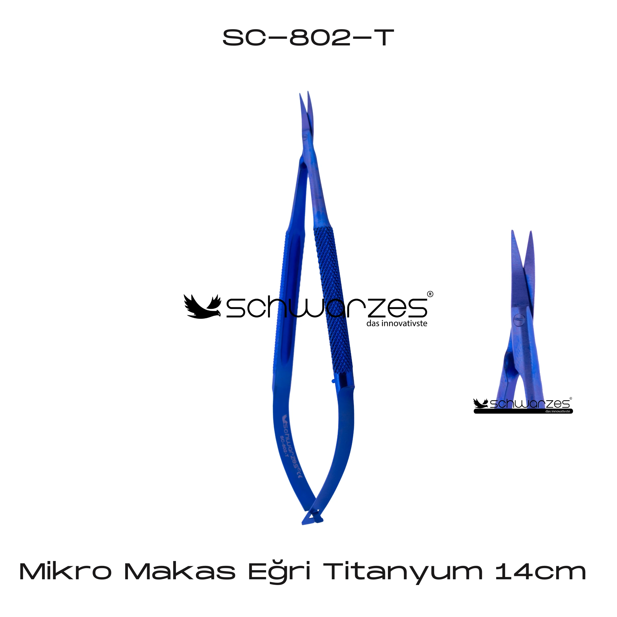 Mikro Makas Eğri Titanyum 14cm