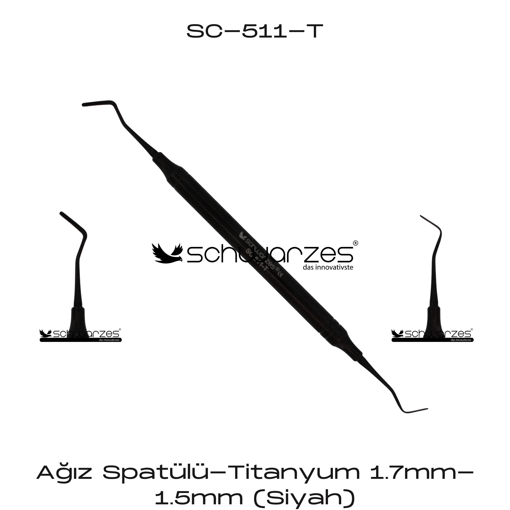 Ağız Spatülü-Titanyum 1.7mm-1.5mm (Siyah)