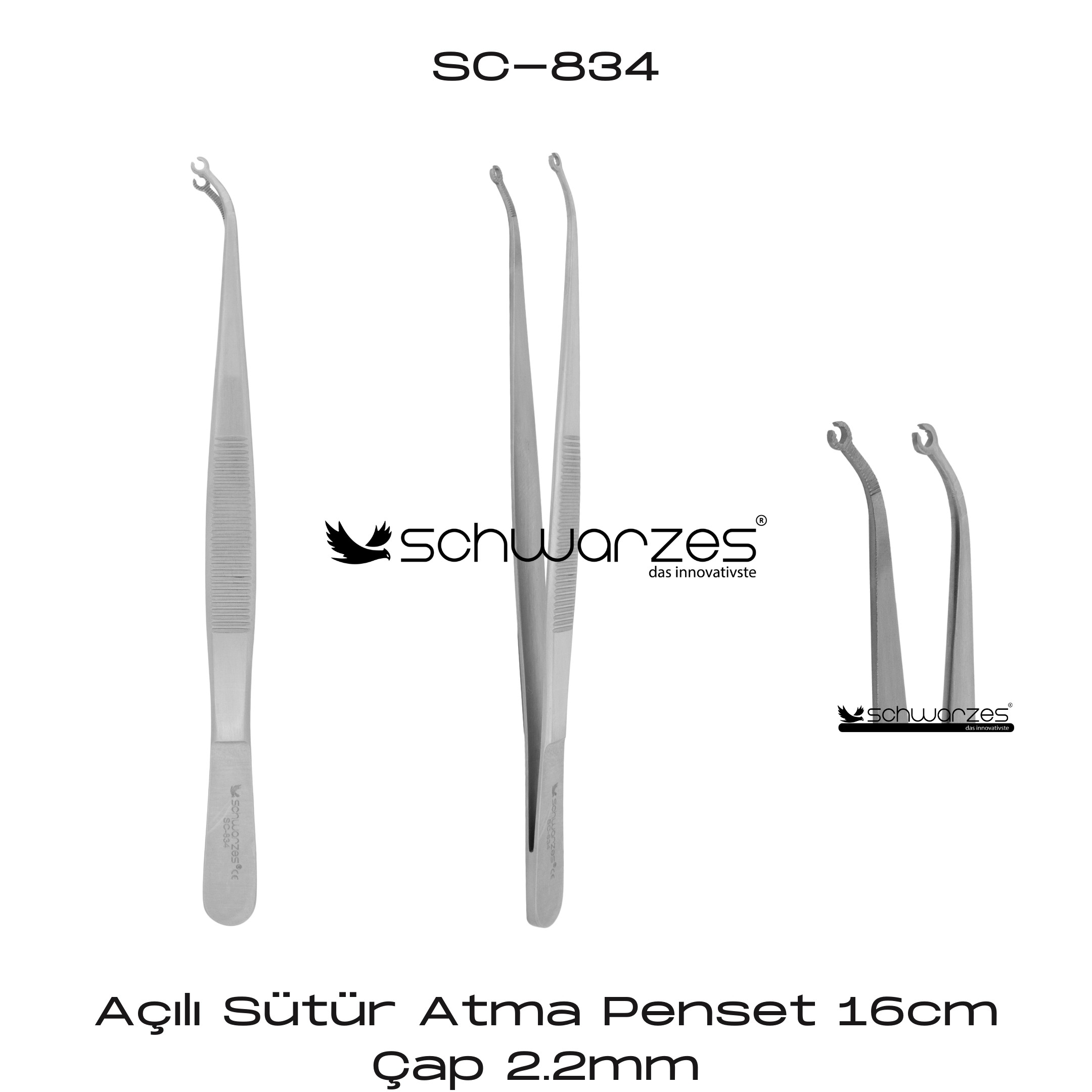 Açılı Sütür Atma Penset Çap. 2.2mm 16cm