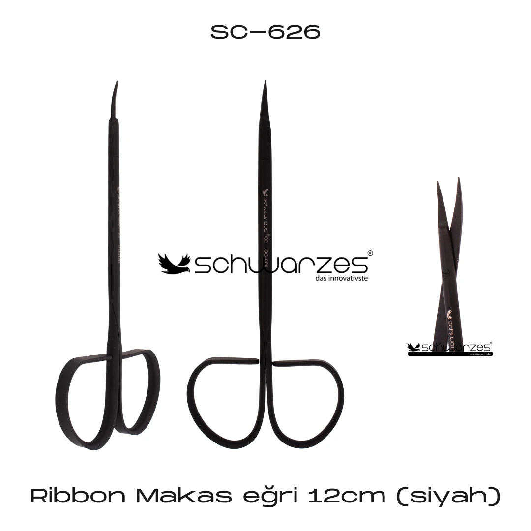 Ribbon Makas 12cm Siyah - Eğri