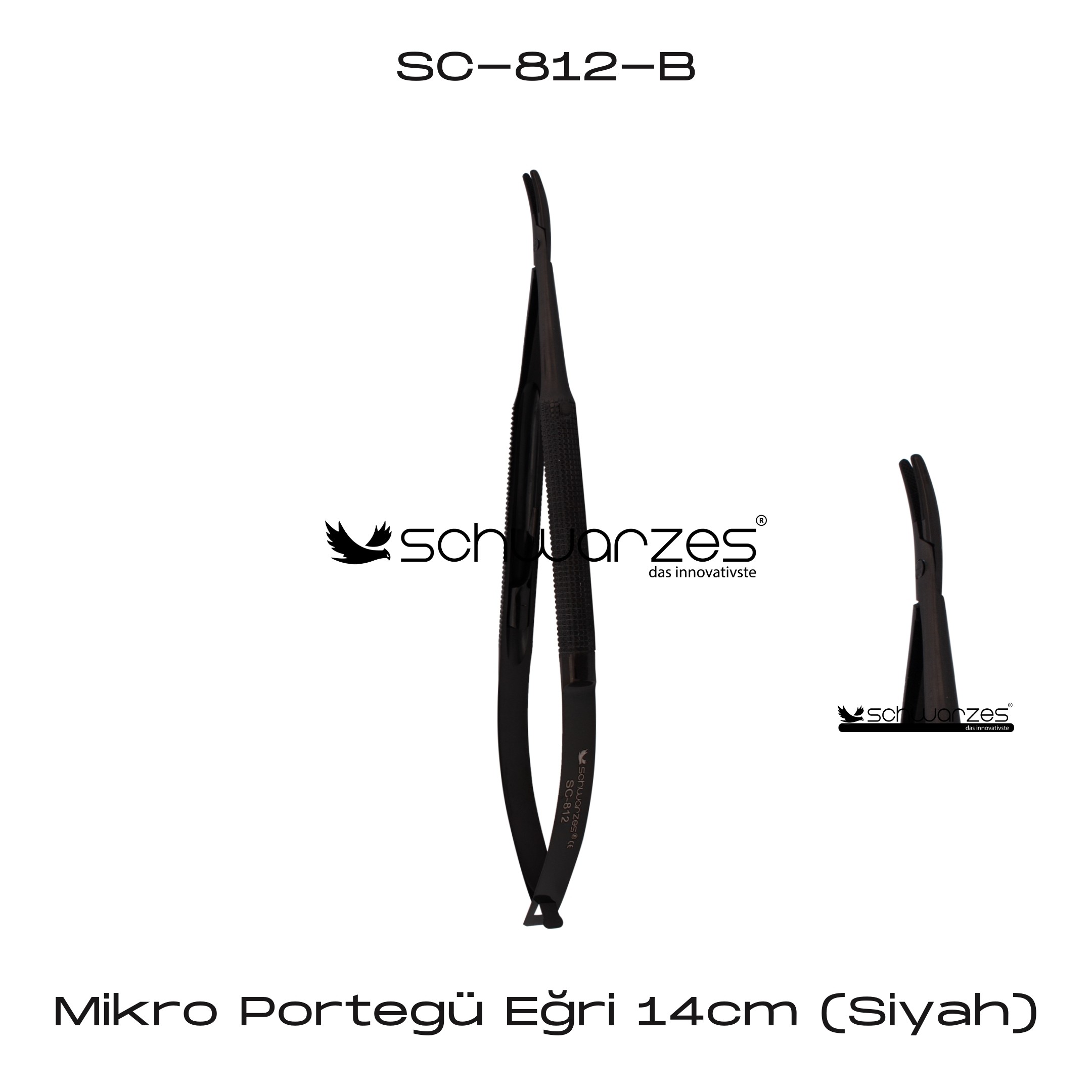 Mikro Portegü Eğri 14cm (Siyah)