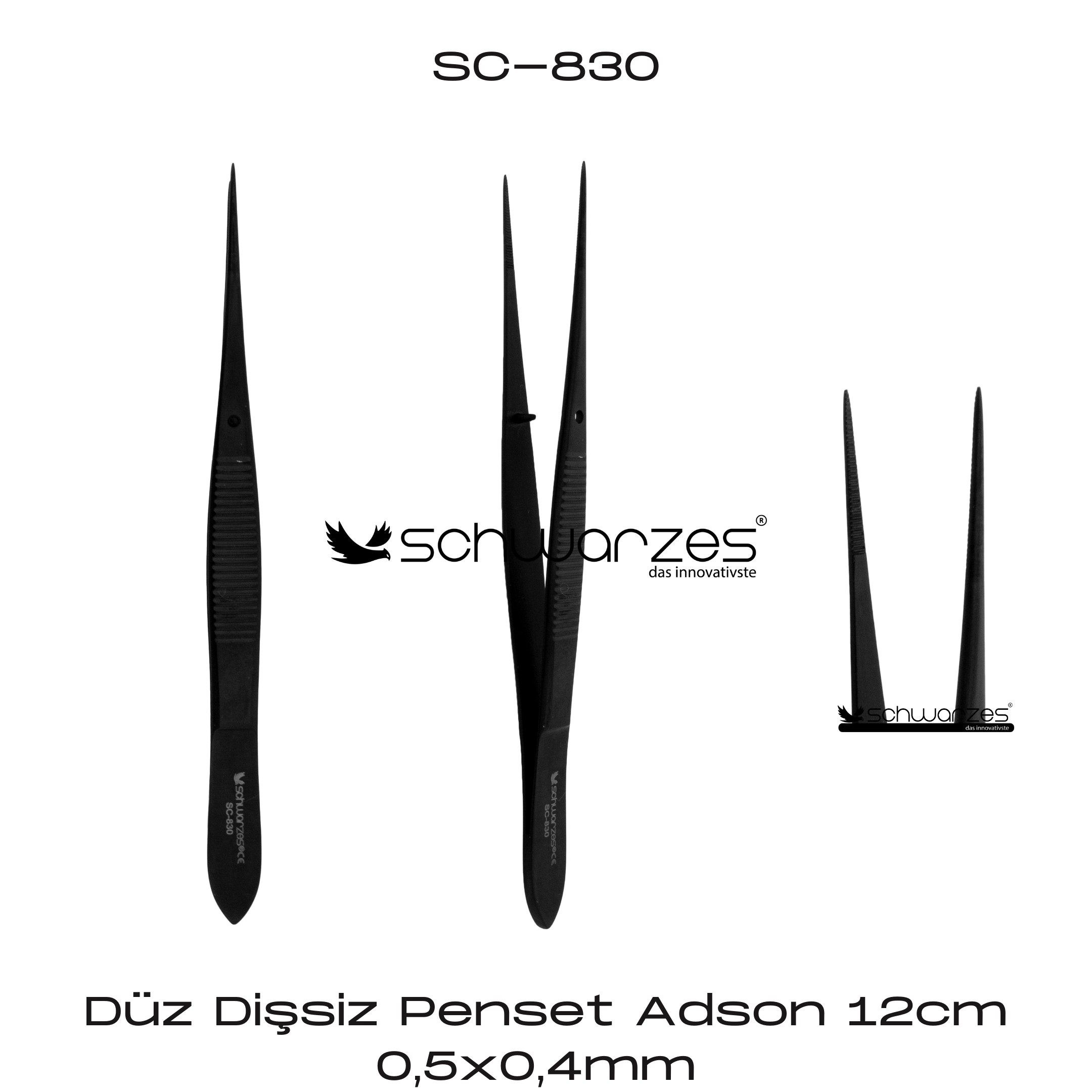 Düz Dişsiz Penset Adson 0,5x0,4mm 12cm