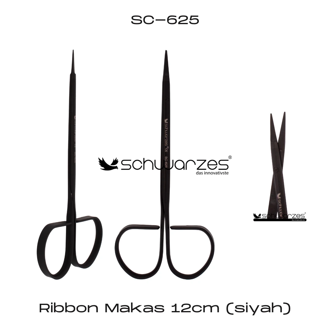 Ribbon Makas 12cm Siyah - Düz