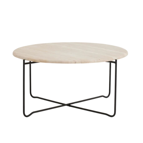 Pandora Traverten Orta Sehpa (Siyah Ayak)