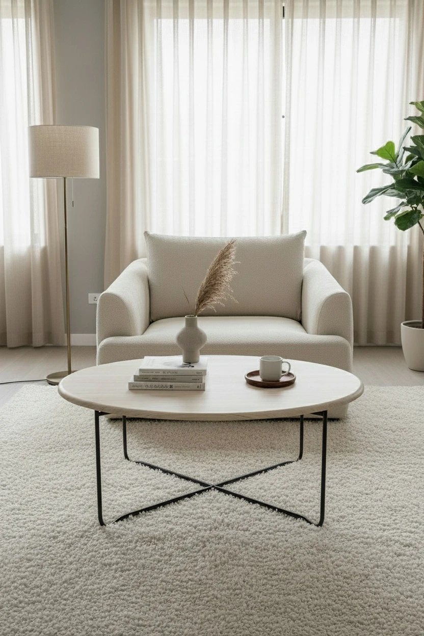 Pandora Traverten Orta Sehpa (Siyah Ayak)