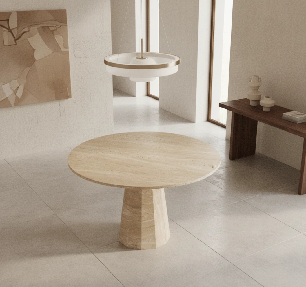 Navy Traverten Yemek Masası