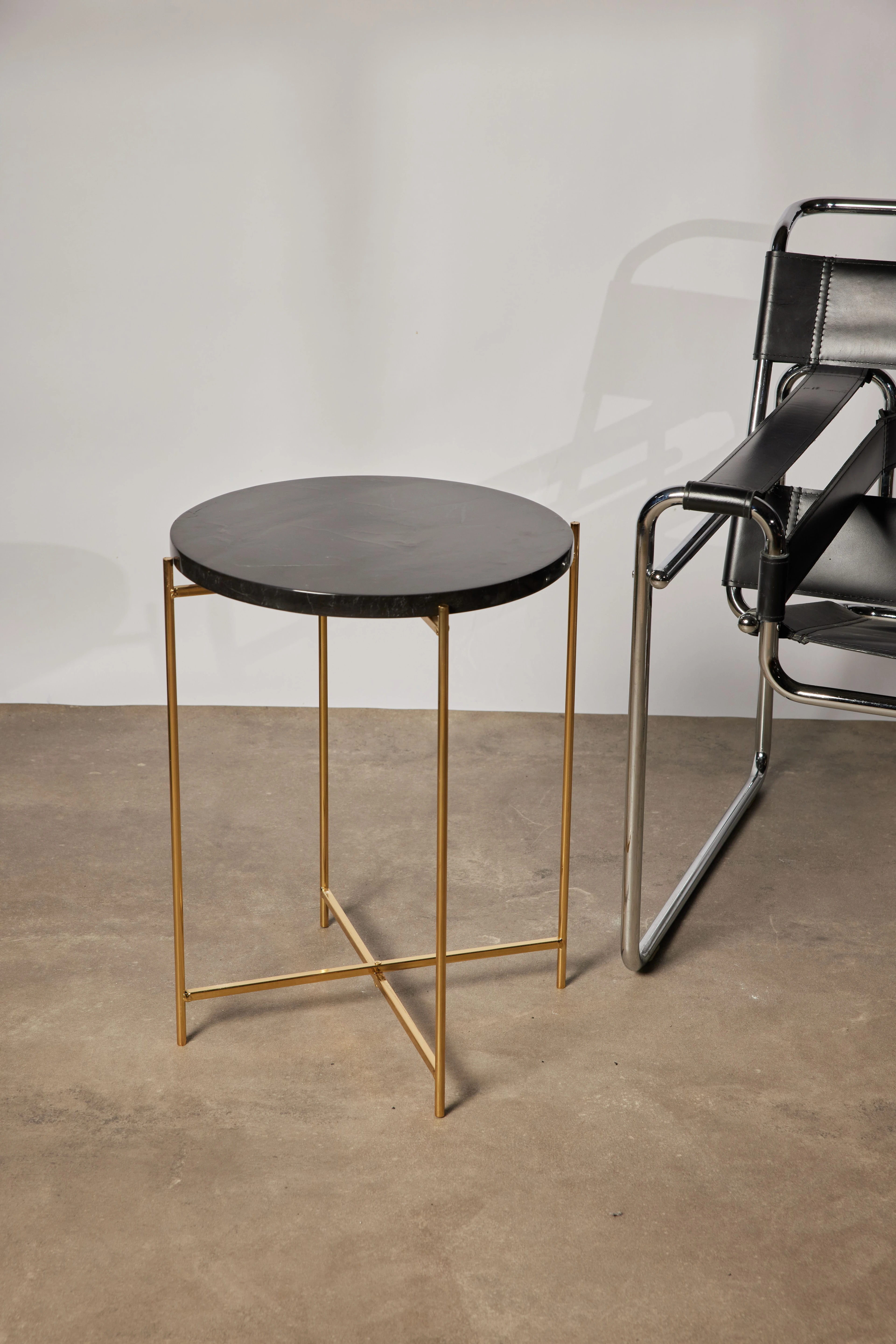 Alfy Siyah Mermer Yan Sehpa