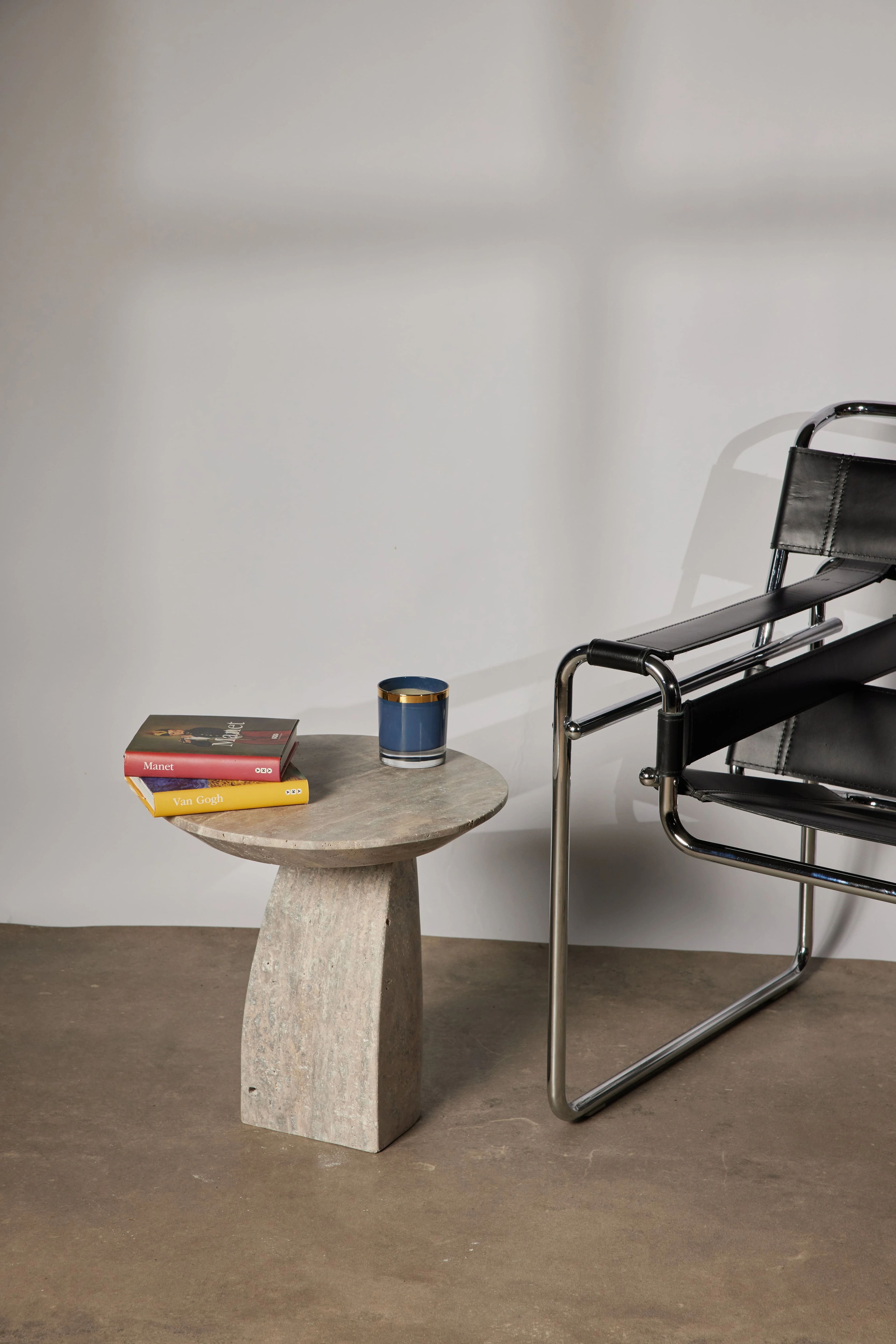 Worx Traverten Yan Sehpa - Silver Traverten