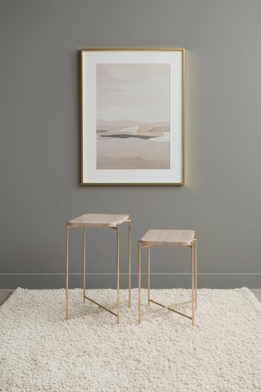 Nova Traverten Yan Sehpa Seti (2 Yükseklik)