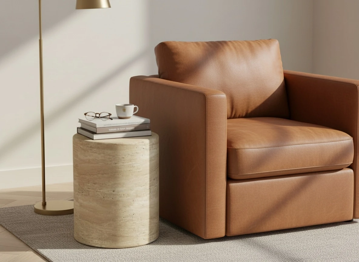 Lume Traverten Yan Sehpa