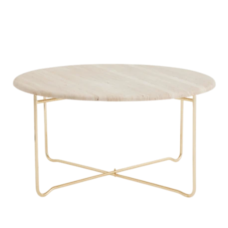 Pandora Traverten Orta Sehpa (Gold Ayak)