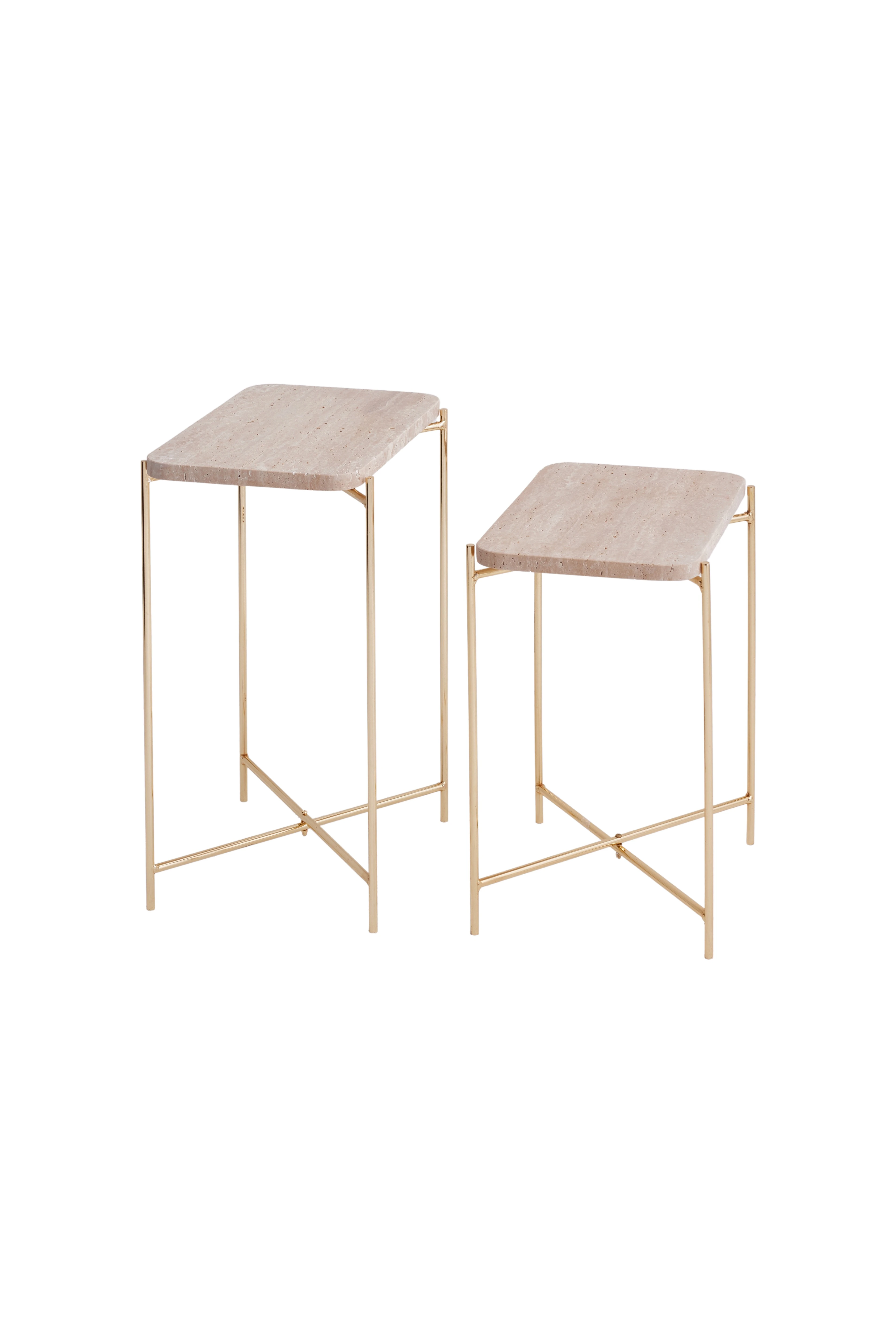 Nova Traverten Yan Sehpa Seti (2 Yükseklik)