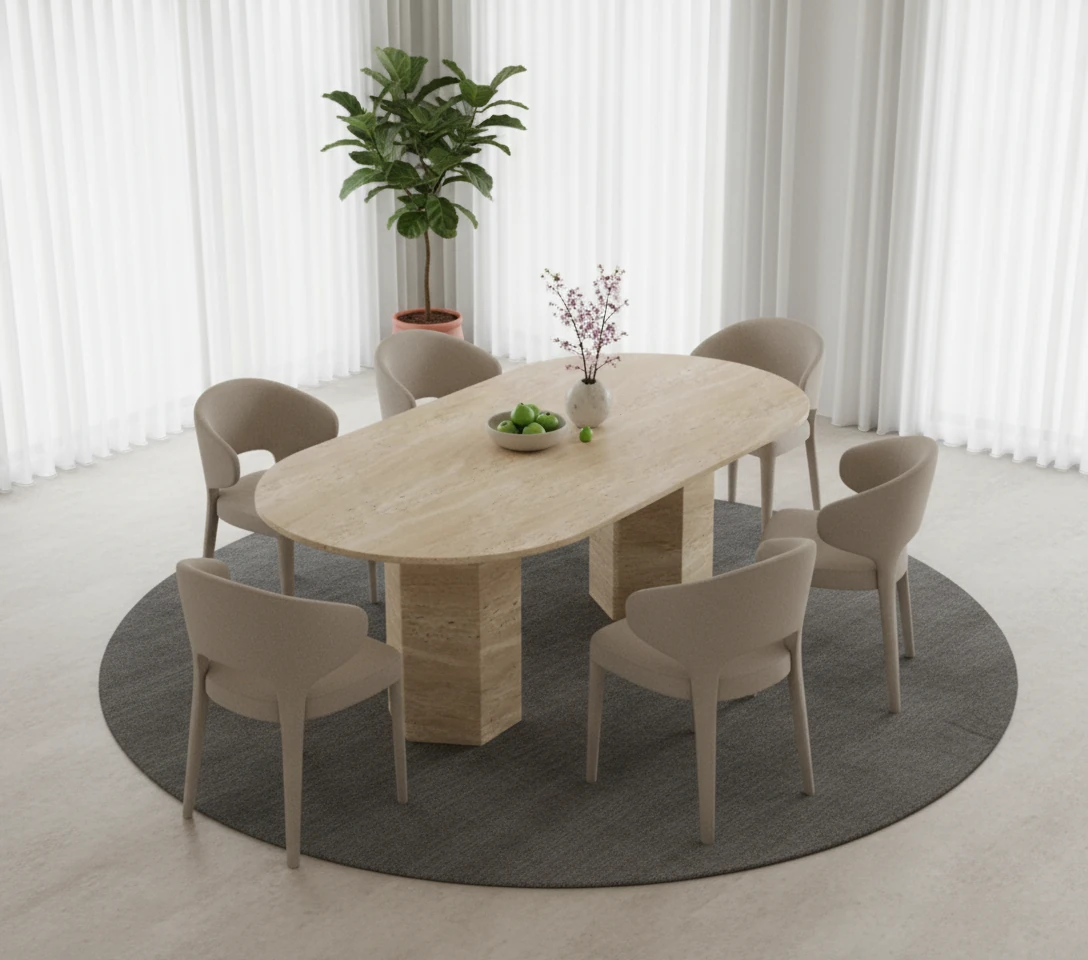 Aura Traverten Yemek Masası