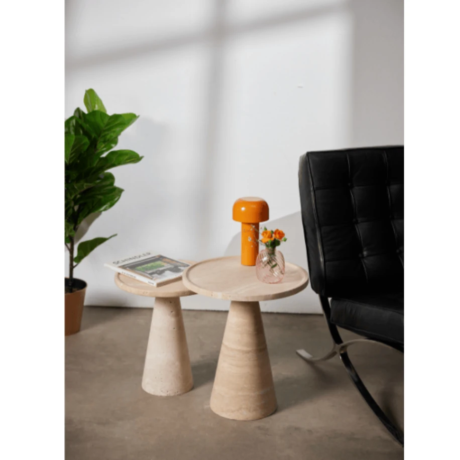 Vela Yan Sehpa Seti (2 Boy) - Traverten