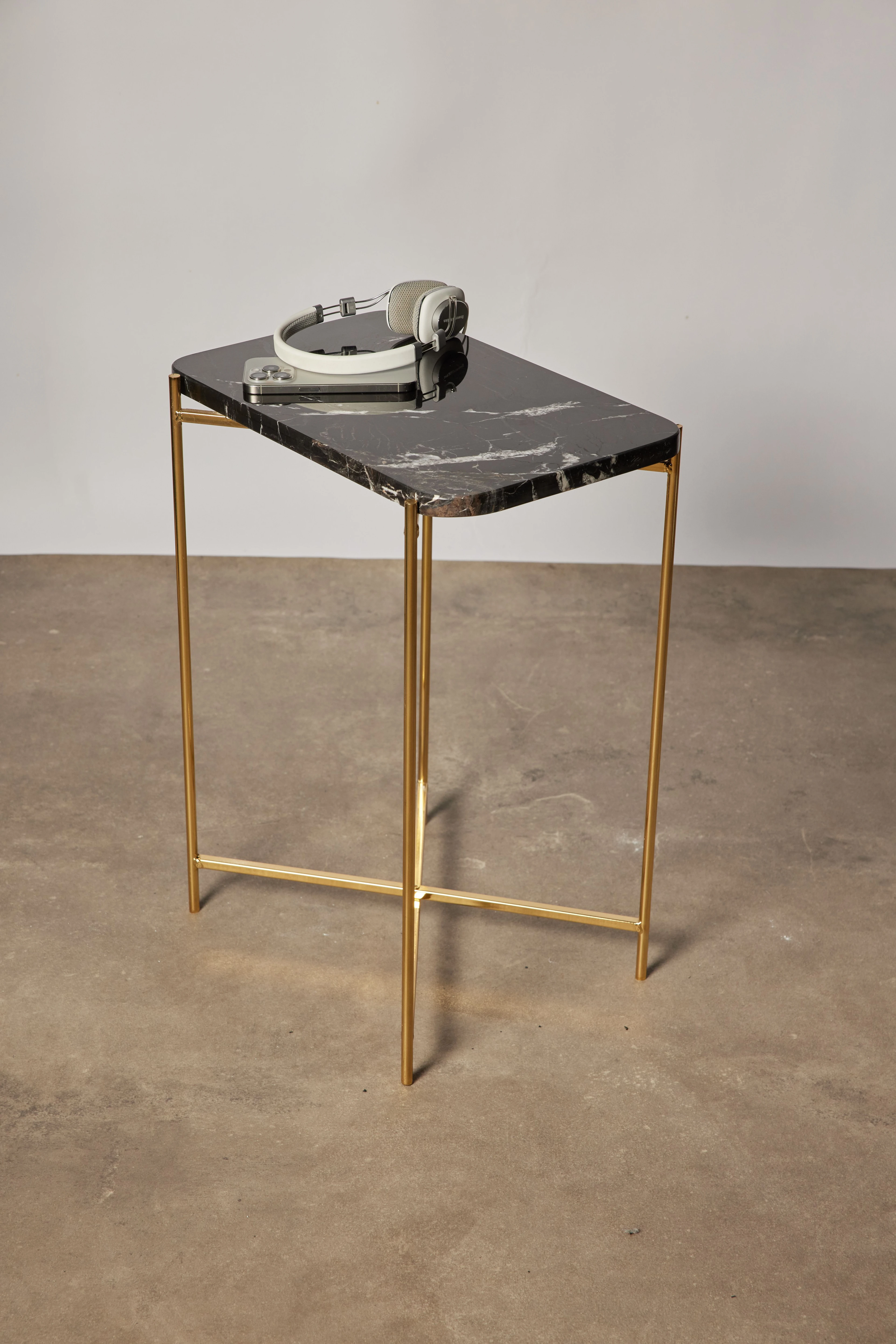 Luna Siyah Mermer Yan Sehpa 