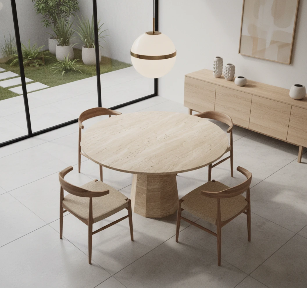 Navy Traverten Yemek Masası