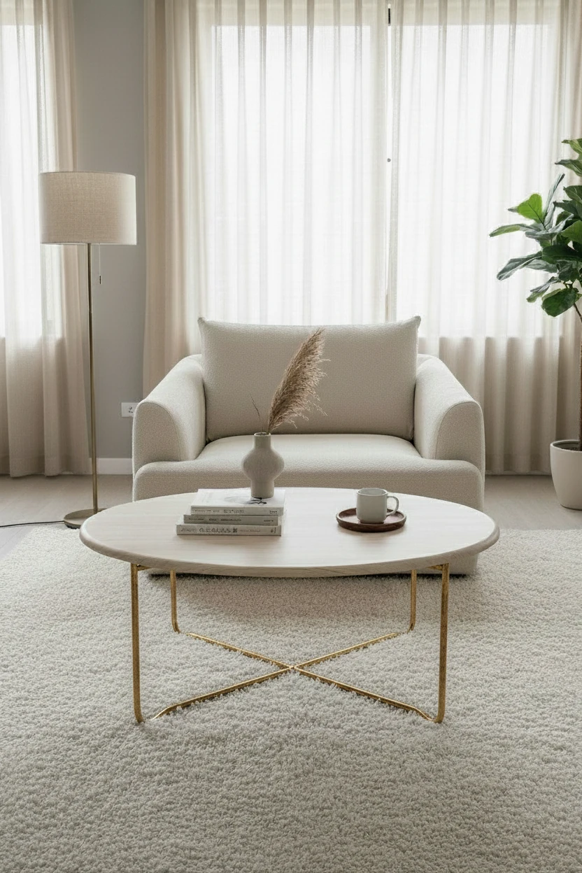 Pandora Traverten Orta Sehpa (Eskitme Gold Ayak)