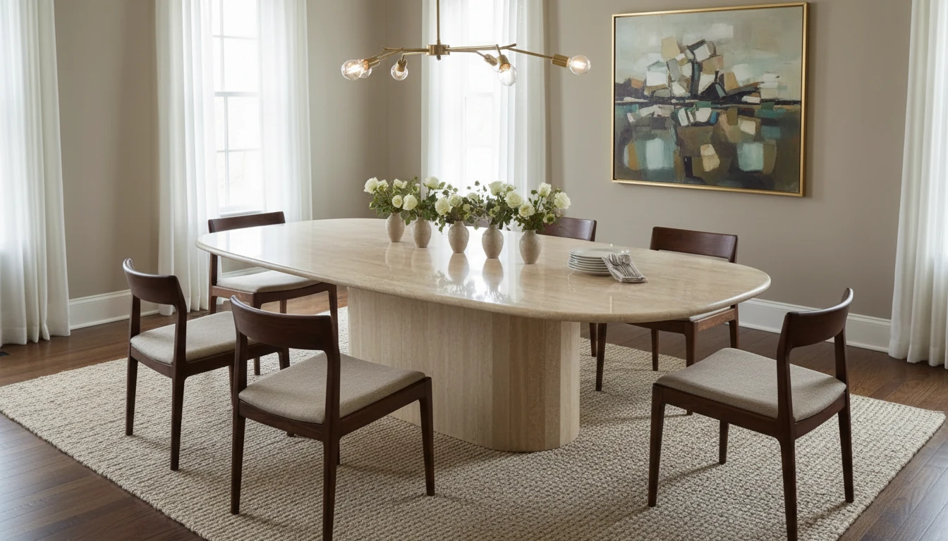 Flow Traverten Yemek Masası