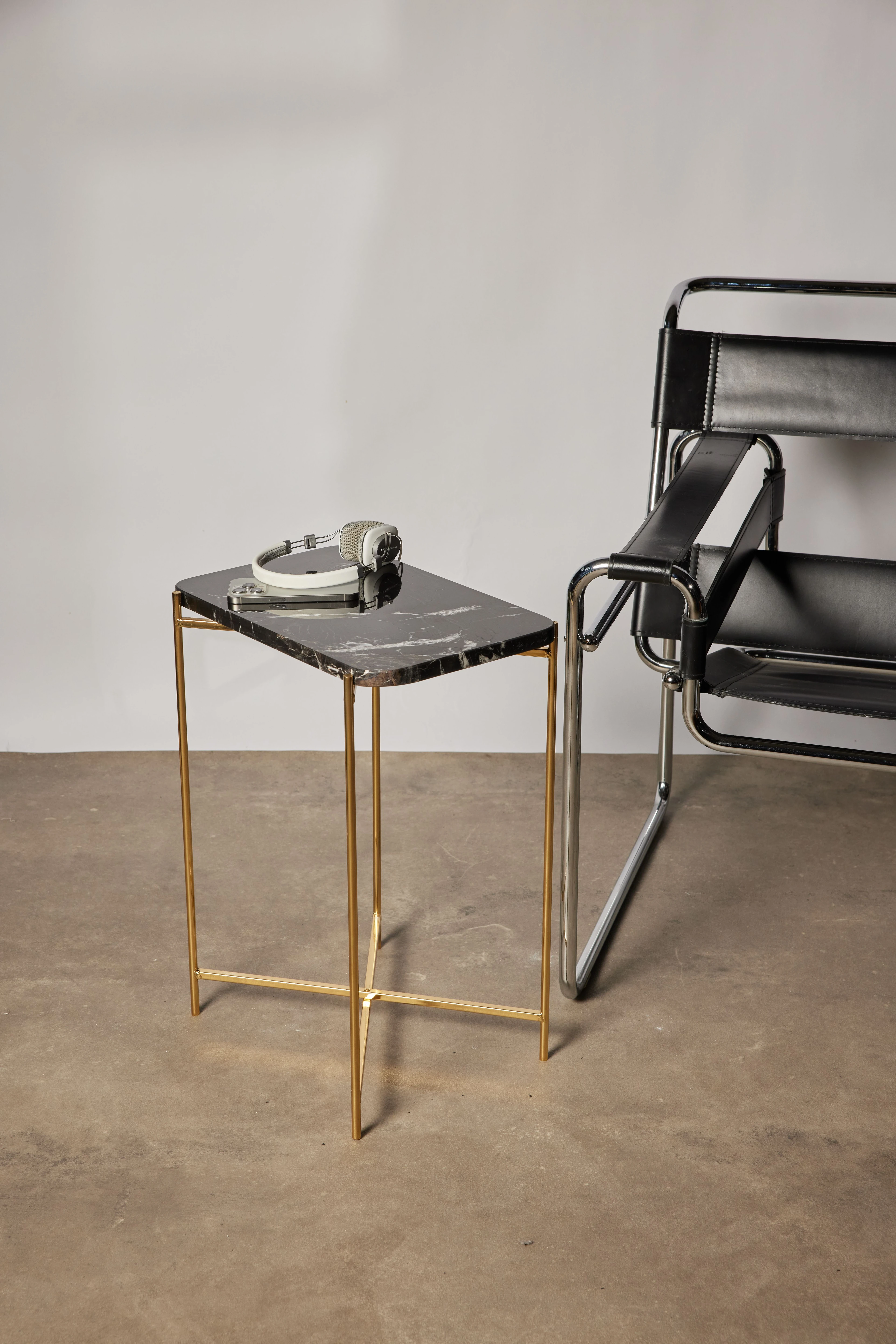 Luna Siyah Mermer Yan Sehpa 