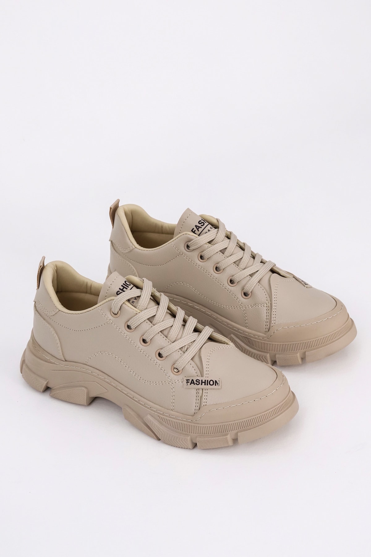 CNF 485 Fashion Bağcıklı Spor Ayakkabı - BEJ