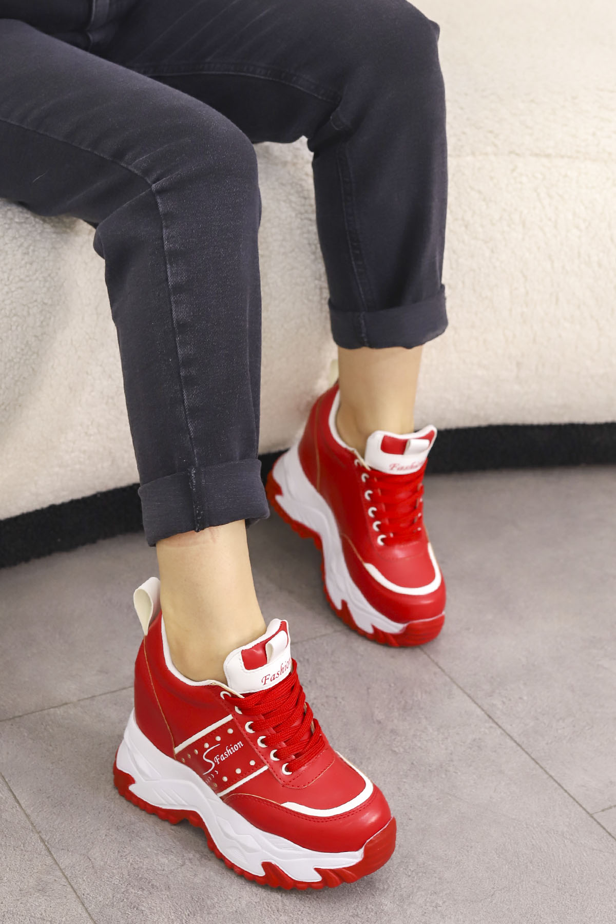 ANGEL Yüksek Tabanlı Bağcıklı Spor Ayakkabı