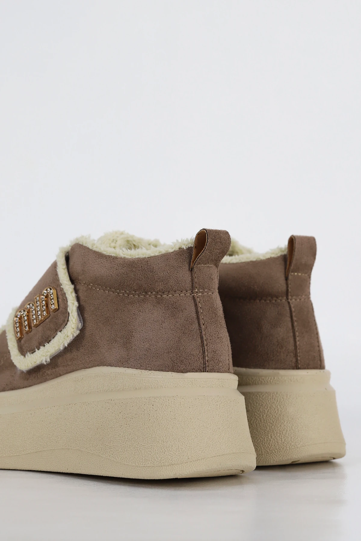 MDL 614 Taş Toka Detaylı Kürklü Yarım Bot - VİZON SUET