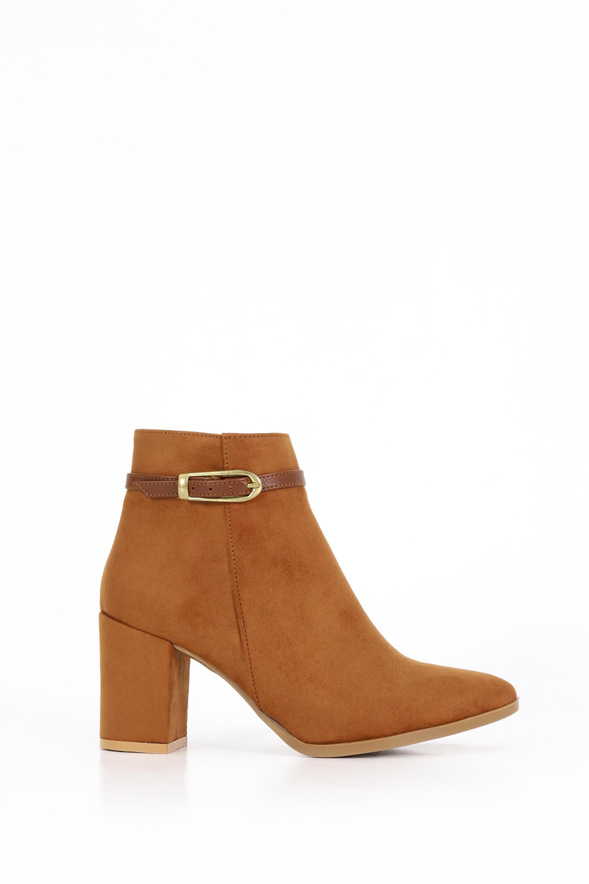 AHM 003 İnce Kemer Toka Detay Orta Topuklu Yarım Bot