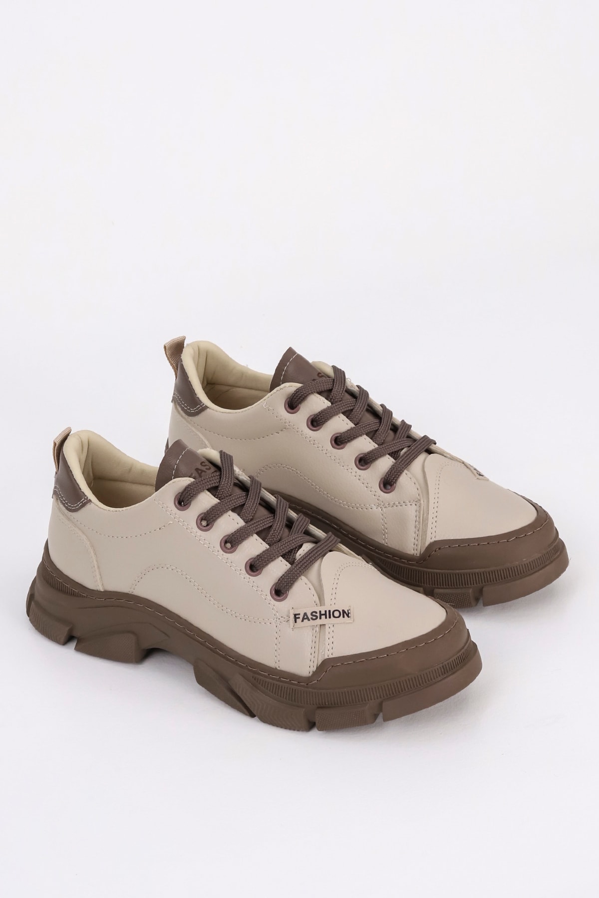 CNF 485 Fashion Bağcıklı Spor Ayakkabı - BEJ-KAHVE