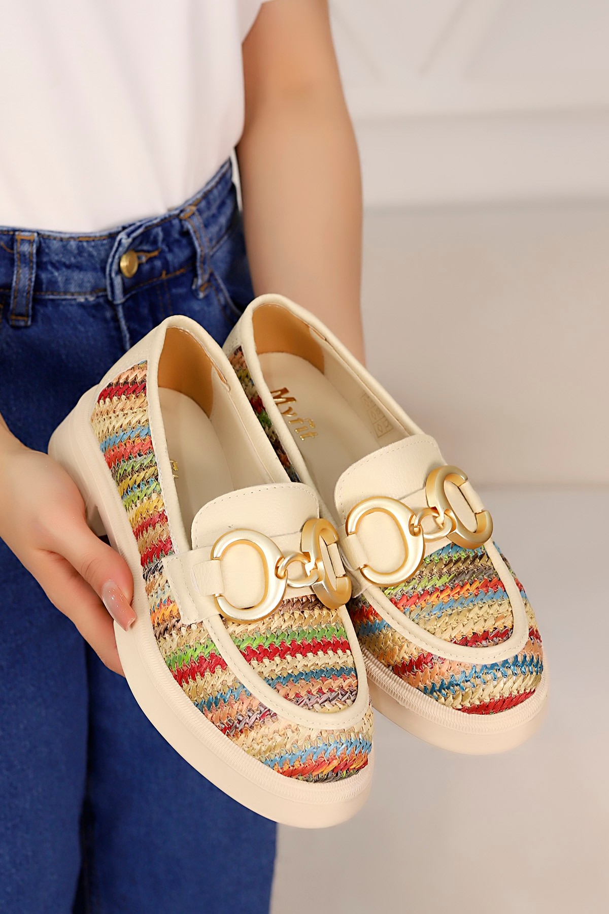 MY 1007 Gold Toka Detaylı Loafer