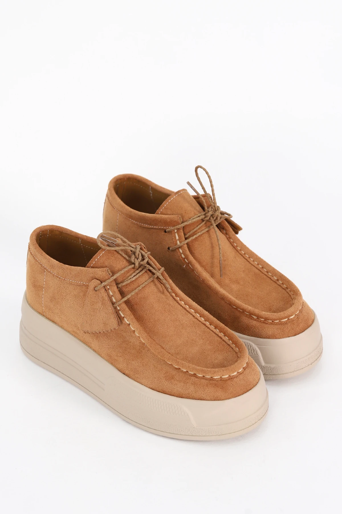 FRM 0038 Bağcıklı Tabanlı Loafer - TABA SÜET