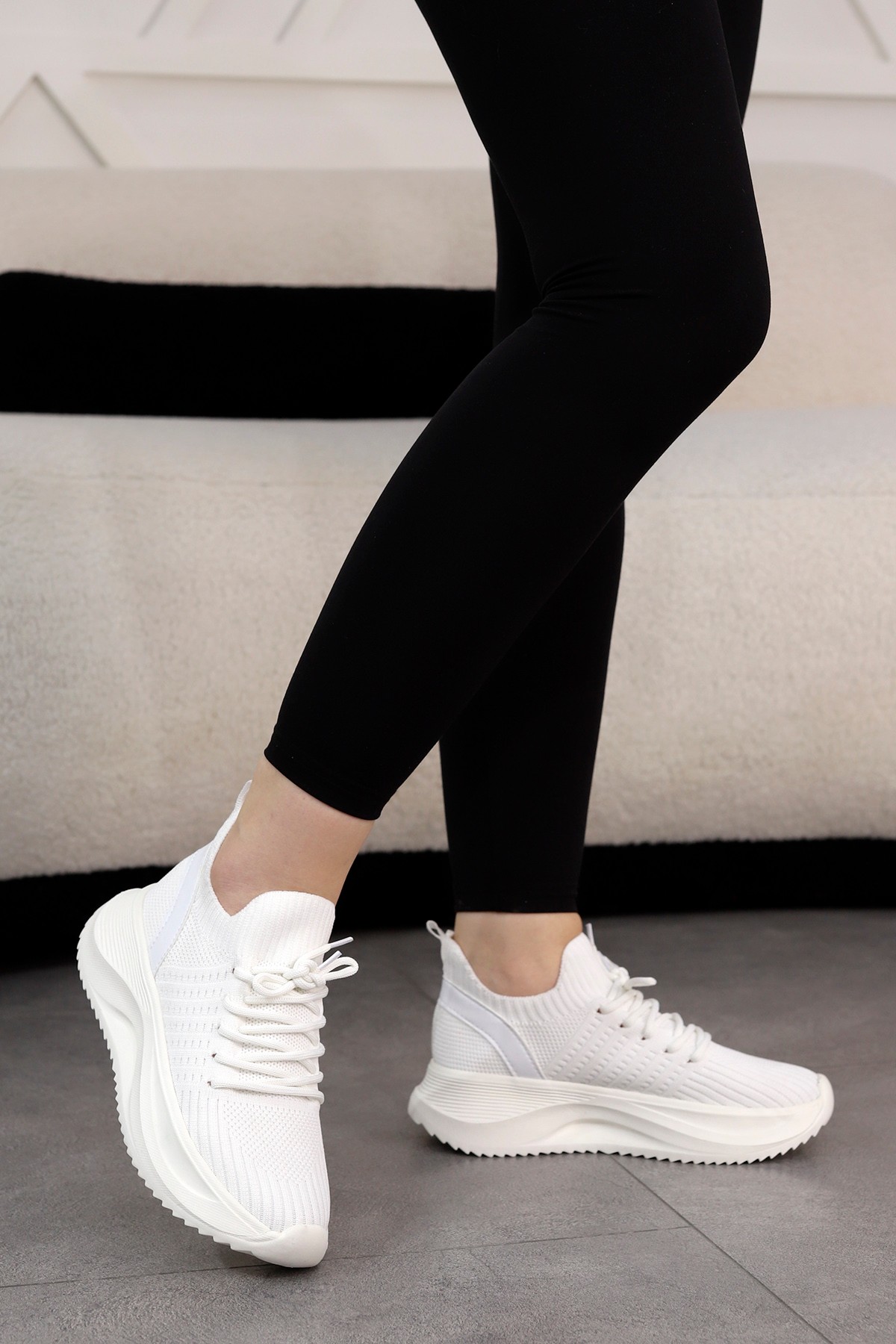 DM 708 Bağcıklı Triko Spor Ayakkabı