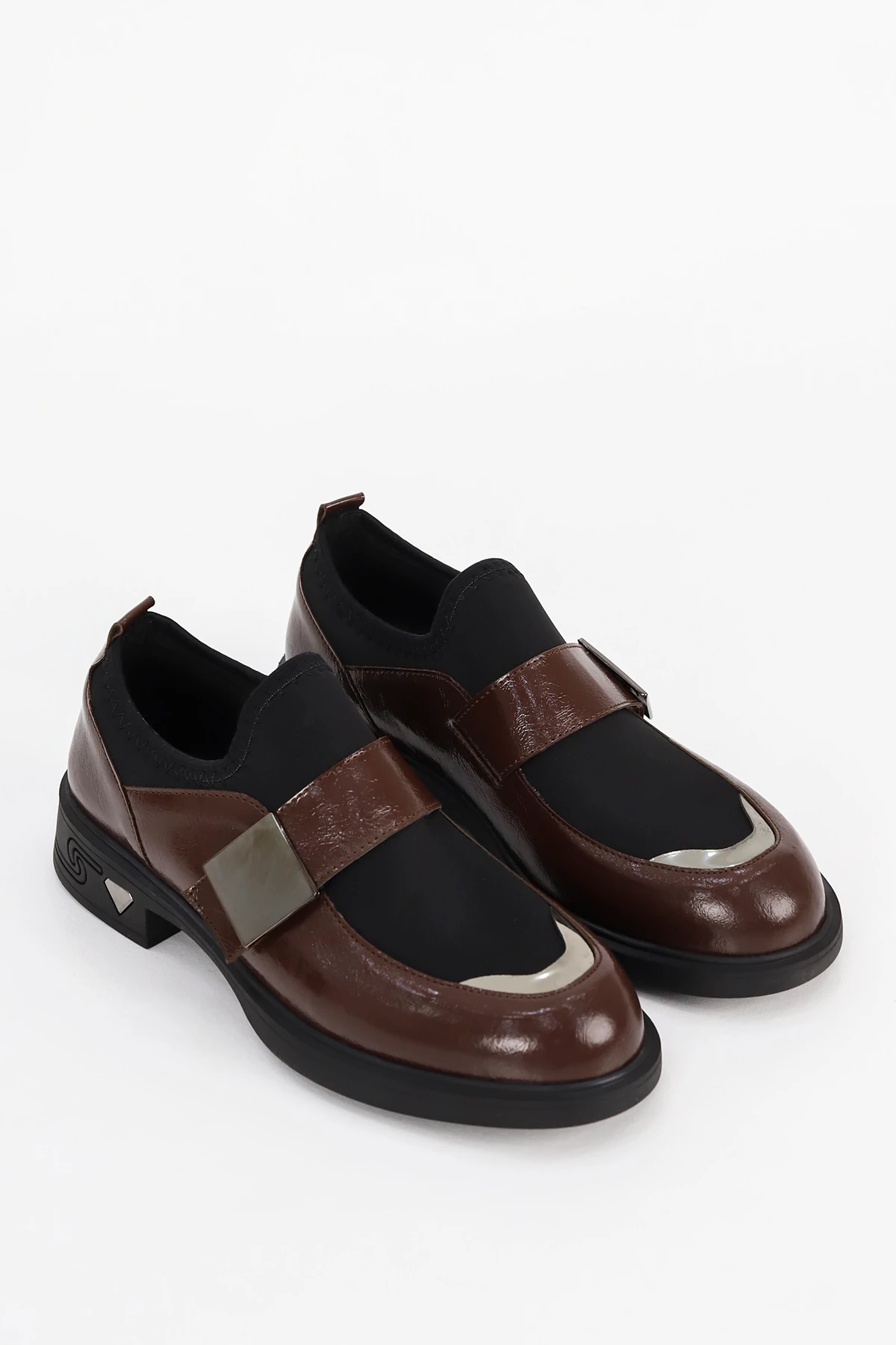 İNT 4065 Streç Detaylı Alçak Taban Loafer - KAHVE