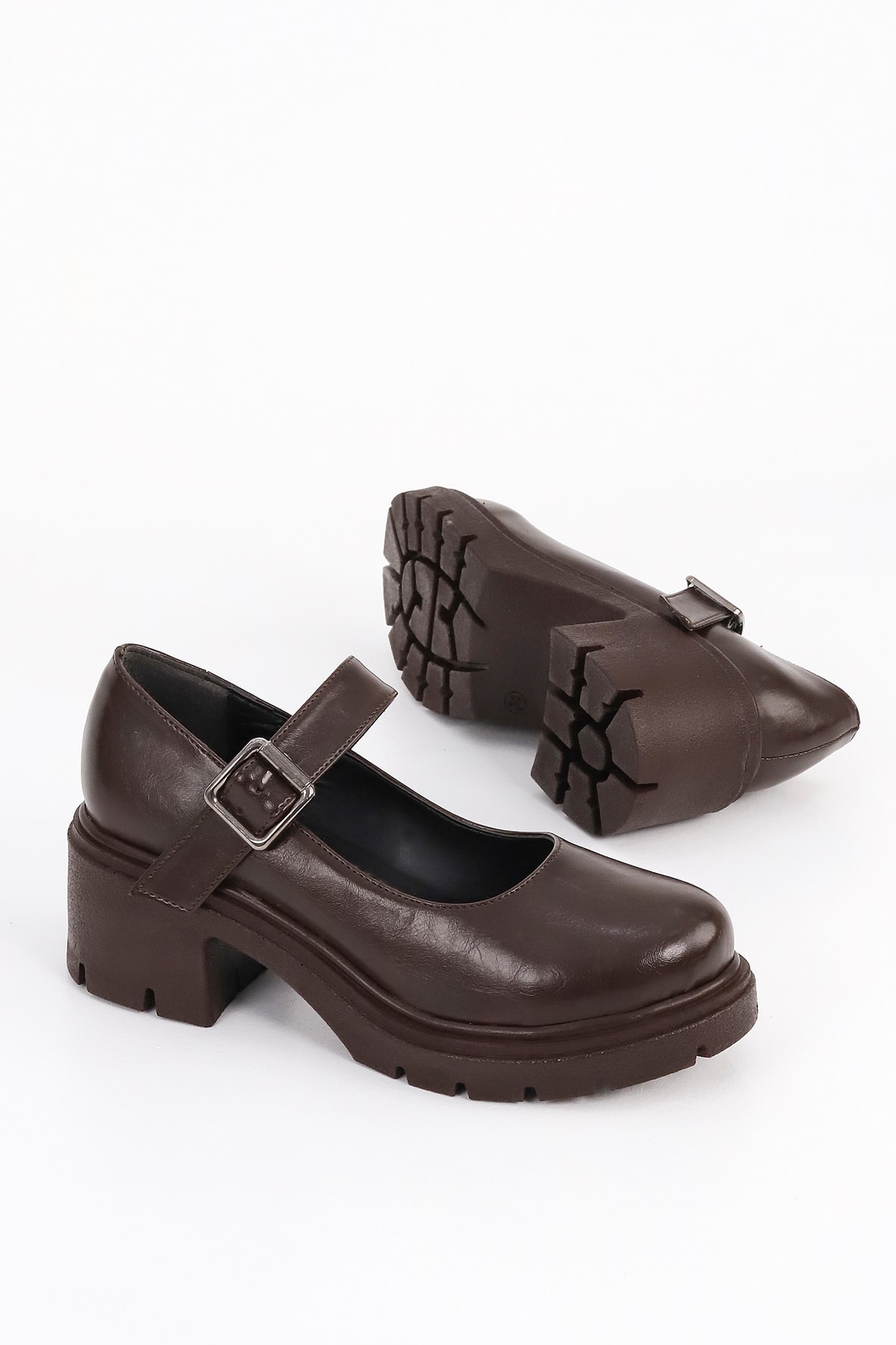 JVL 708 Kemerli Topuklu Loafer - KAHVE