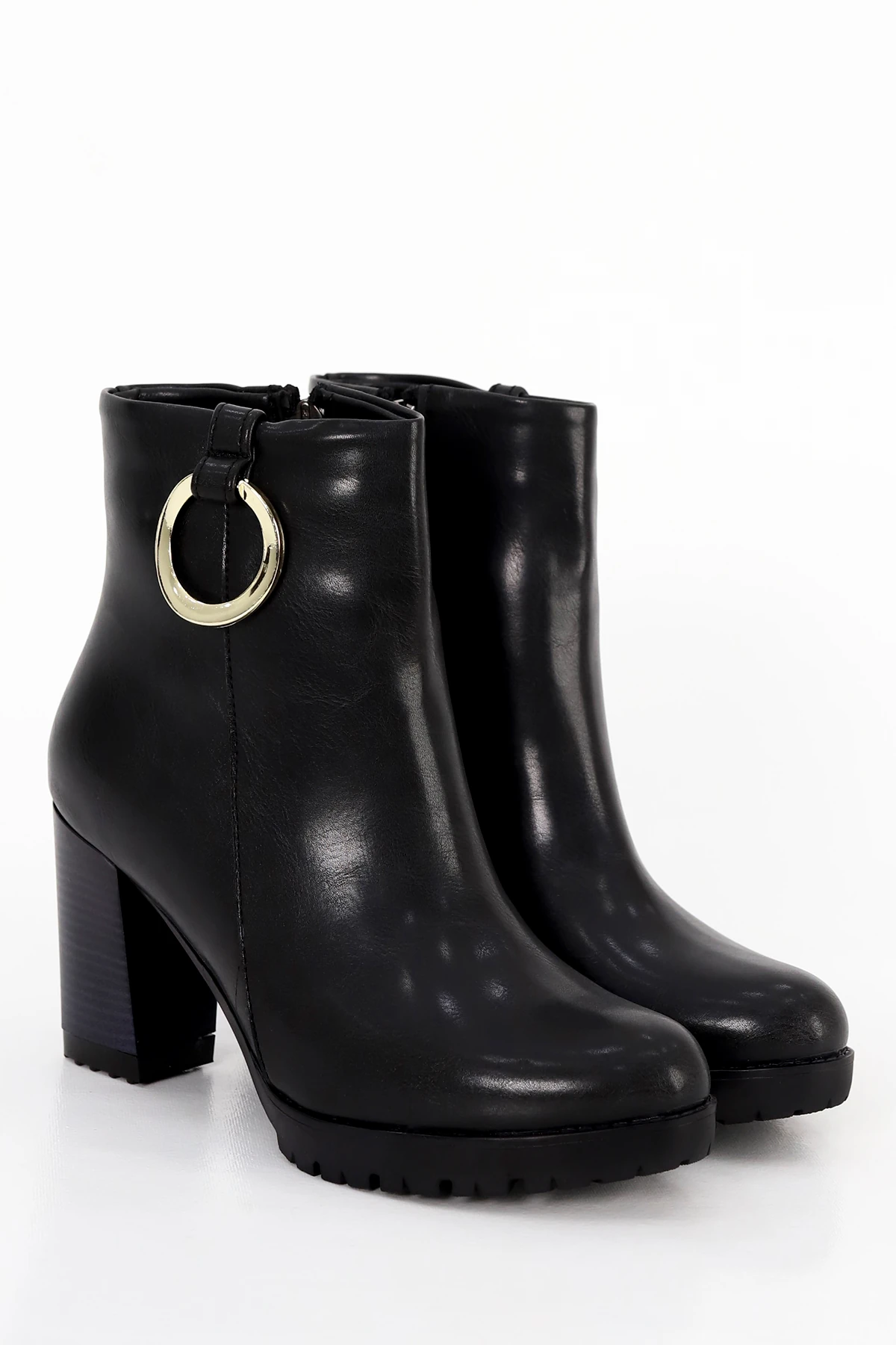 BLN ST540 Halka Toka Detaylı Yüksek Topuklu Yarım Bot