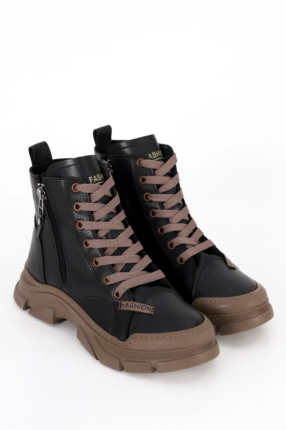 CNF 586 Fermuar Taylı TErmo Taban Yarım Bot - SİYAH-DERİ