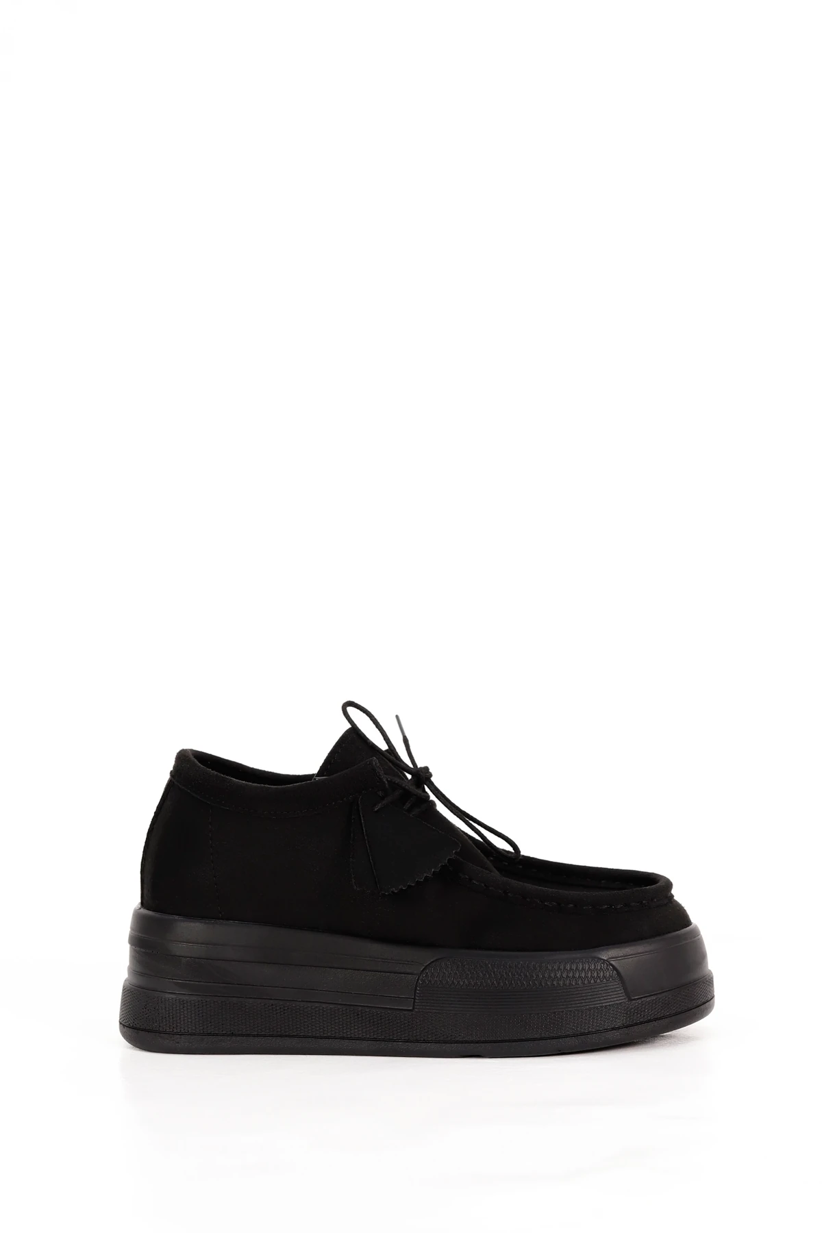 FRM 0038 Bağcıklı Tabanlı Loafer - SİYAH SUET