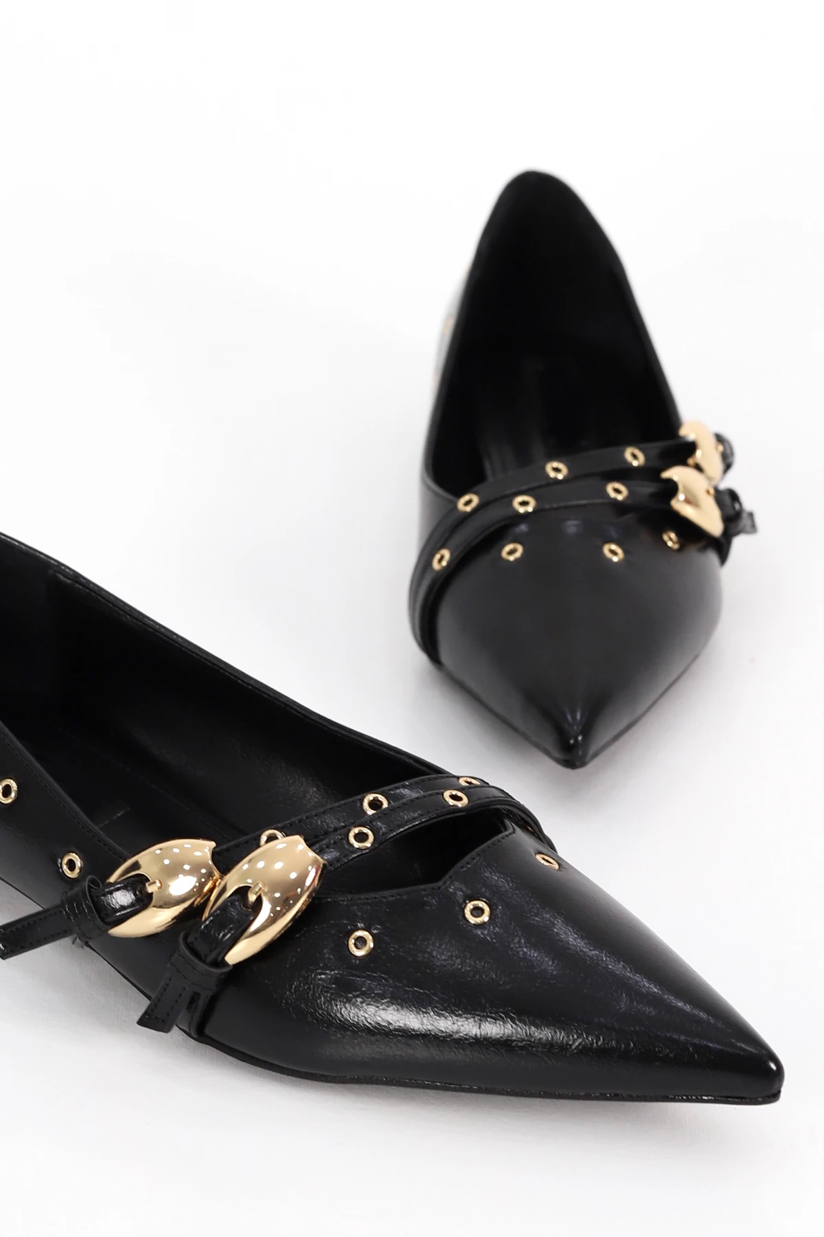 RSD 215 Çift Toka Detaylı Alçak Topuklu Ayakkabı - SİYAH