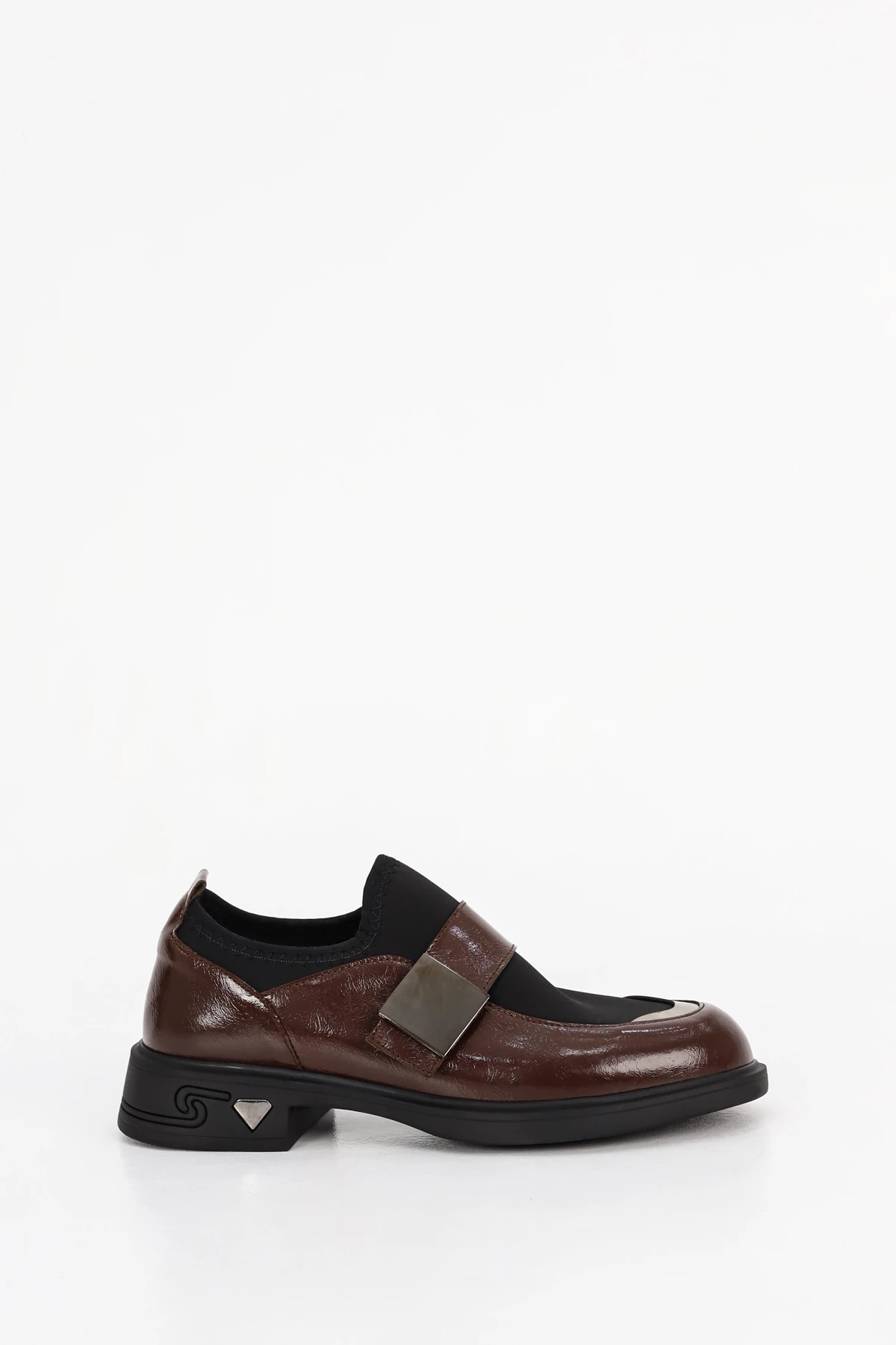 İNT 4065 Streç Detaylı Alçak Taban Loafer - KAHVE
