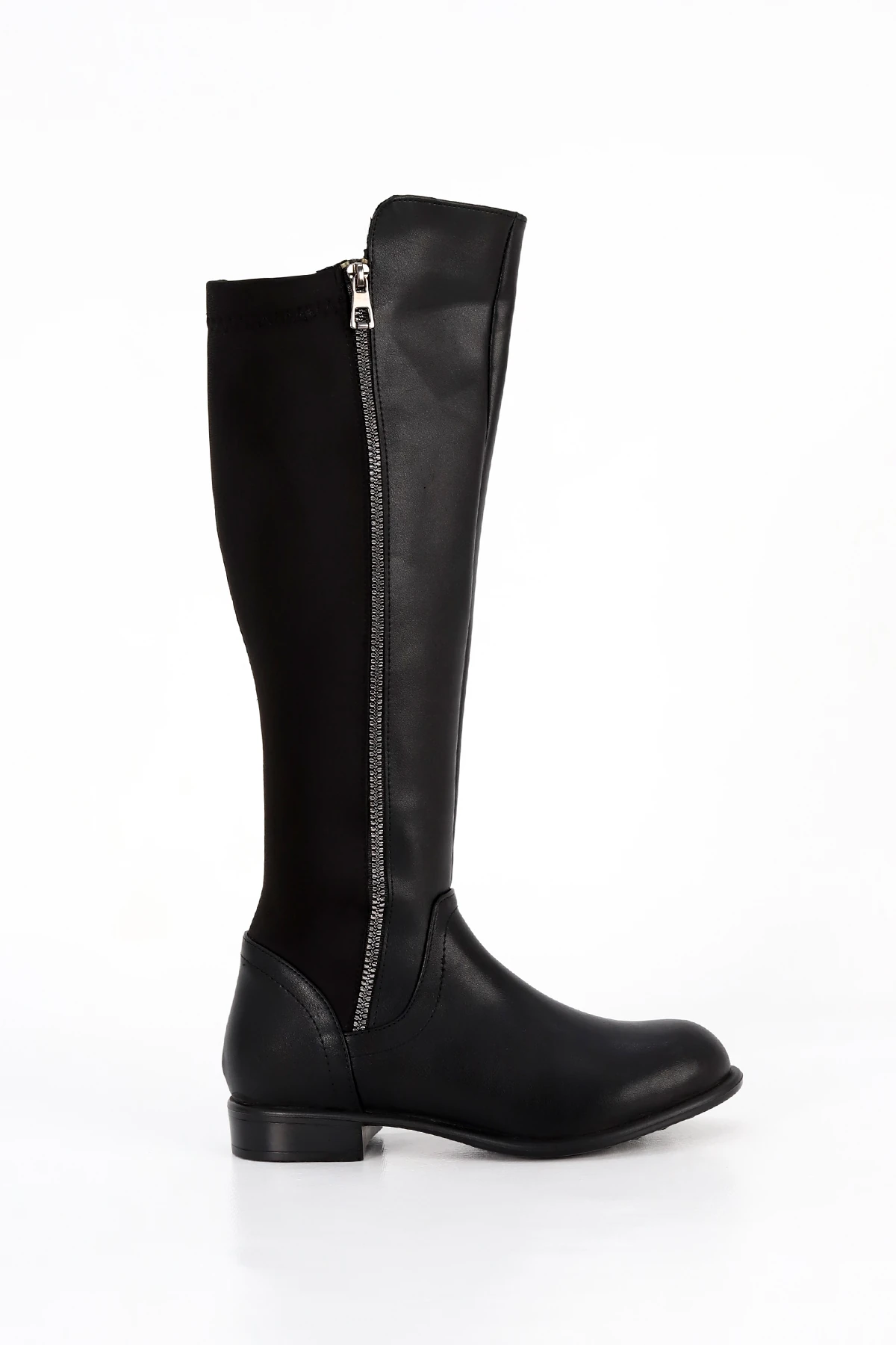 BLN 509 Yan Fermuar Detay Arka Streç Diz Altı Çizme