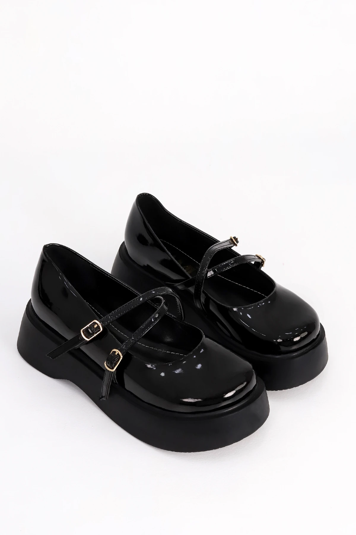 SM 4021 Baretli Kalın Taban Loafer - SİYAH RUGAN