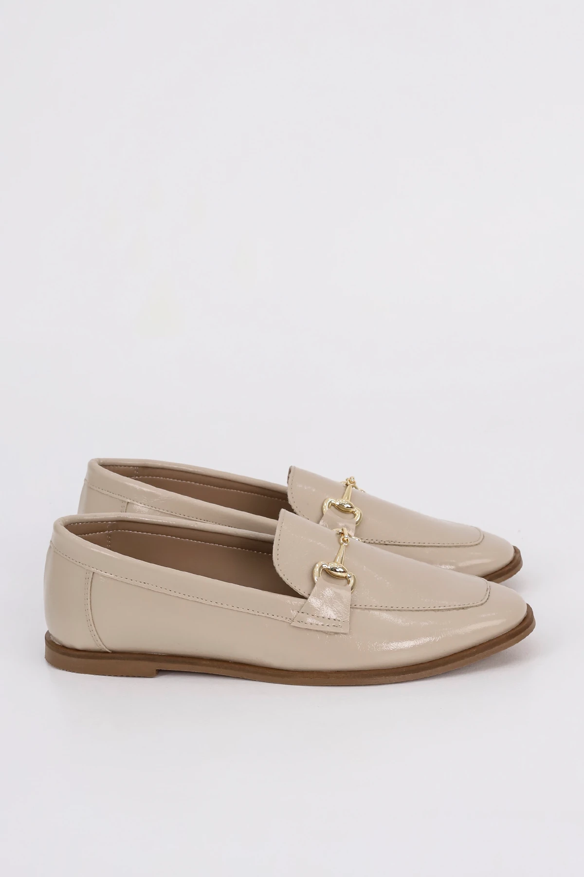 CNG A3 Metal Tokalı Babet - BEJ DERİ