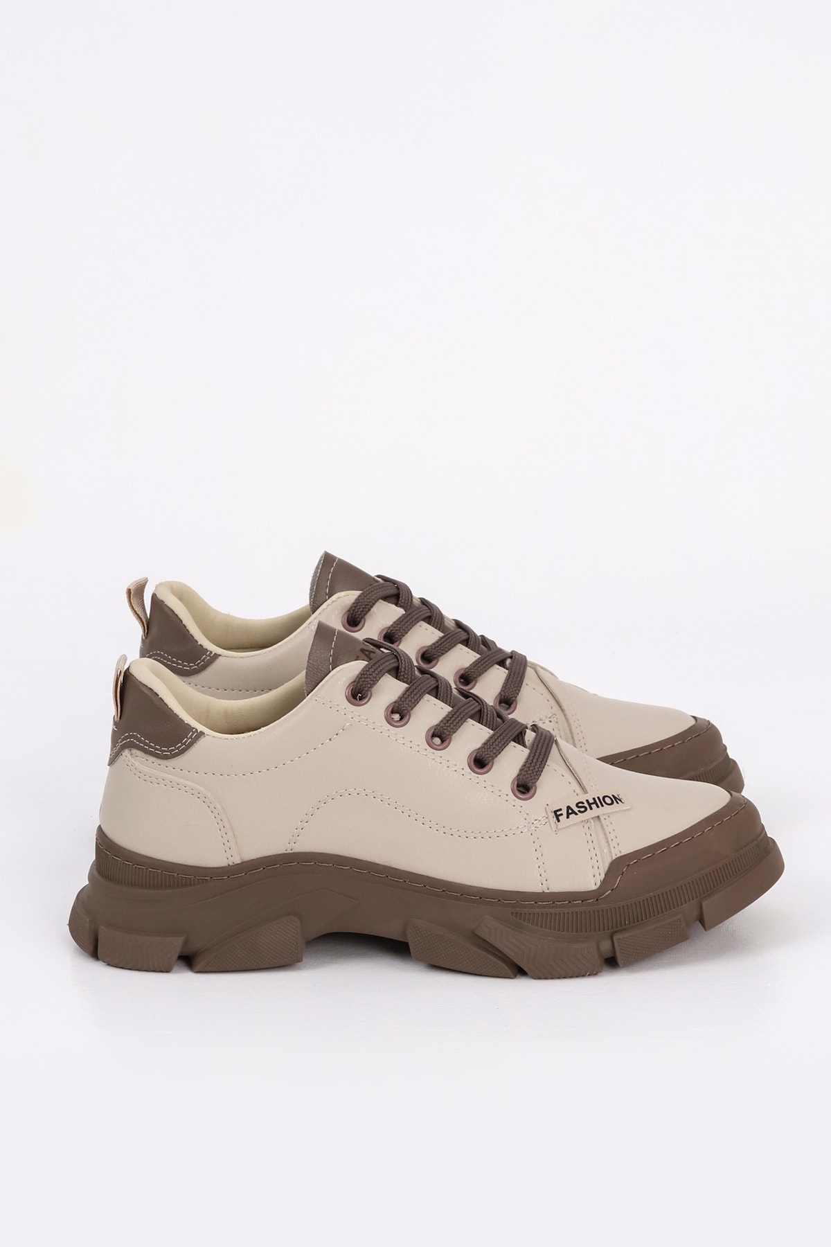 CNF 485 Fashion Bağcıklı Spor Ayakkabı - BEJ-KAHVE