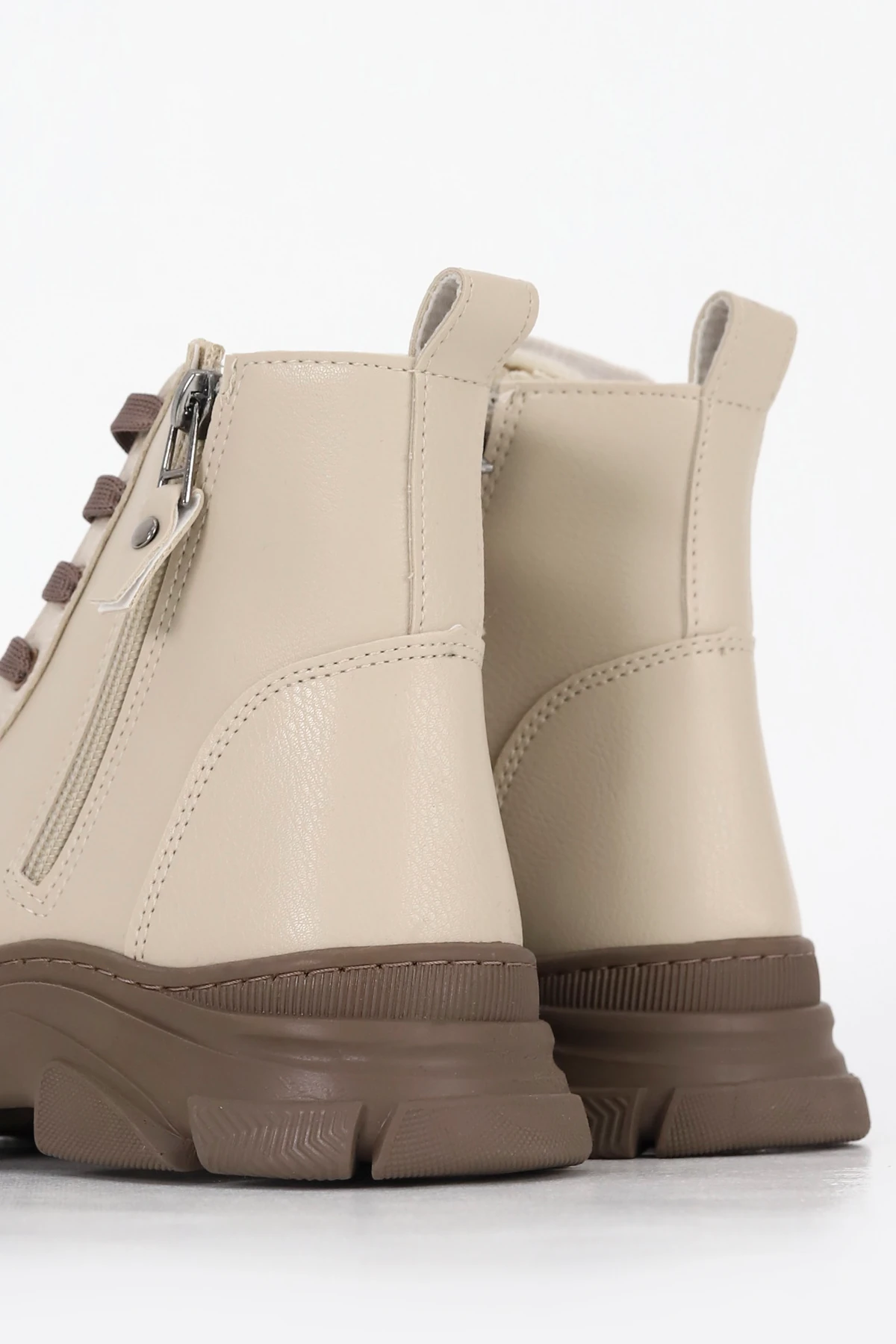 CNF 586 Fermuar Taylı TErmo Taban Yarım Bot - BEJ DERİ