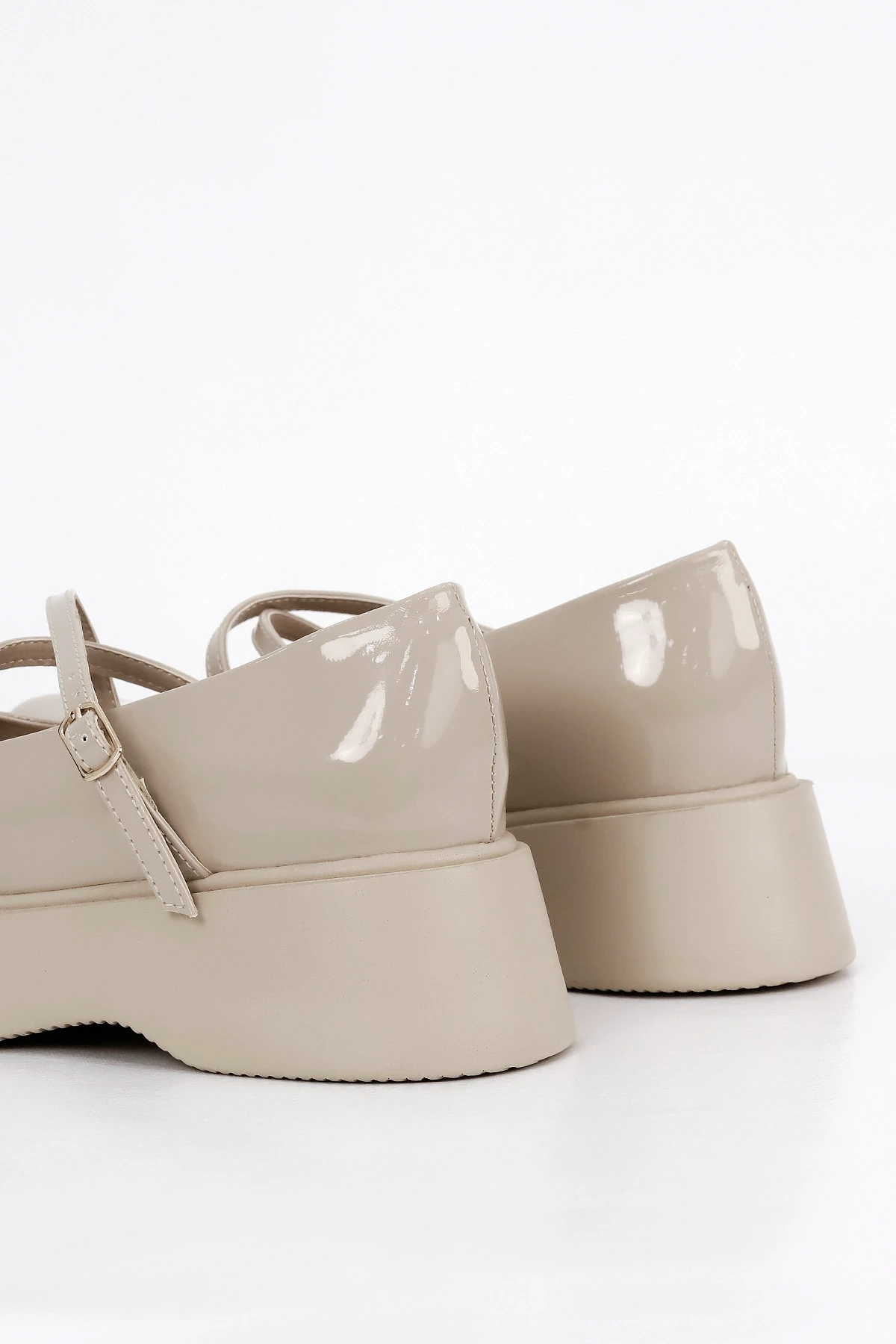 SM 4021 Baretli Kalın Taban Loafer - BEJ RUGAN