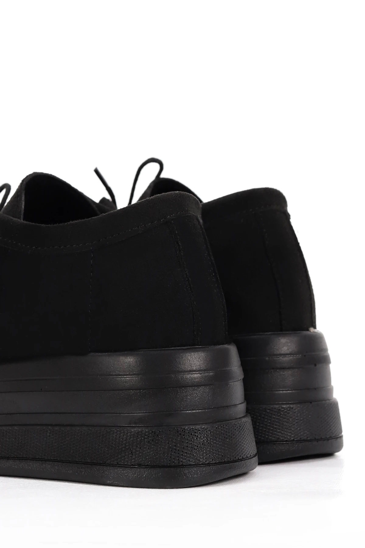 FRM 0038 Bağcıklı Tabanlı Loafer - SİYAH SUET