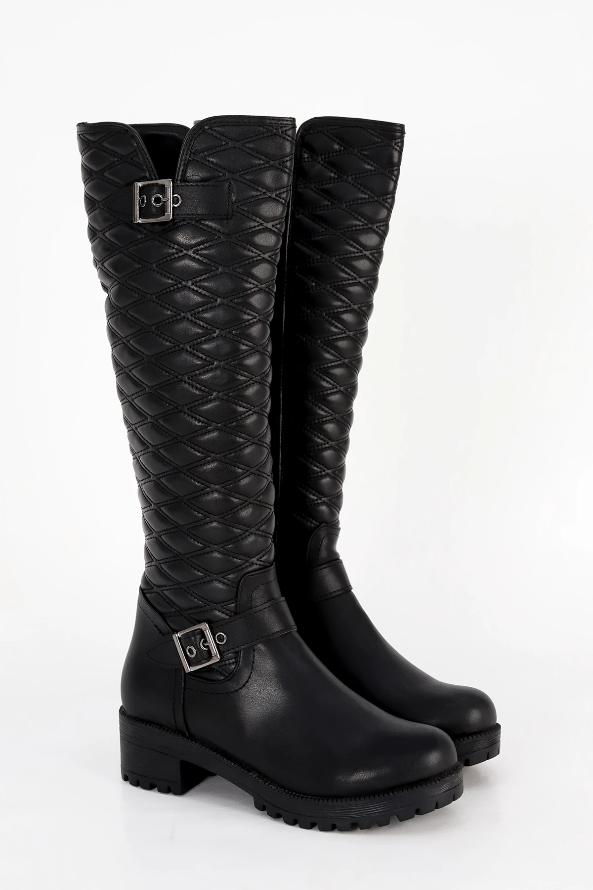 BLN 609 Kapitone Desen Toka Detaylı Diz Altı Çizme