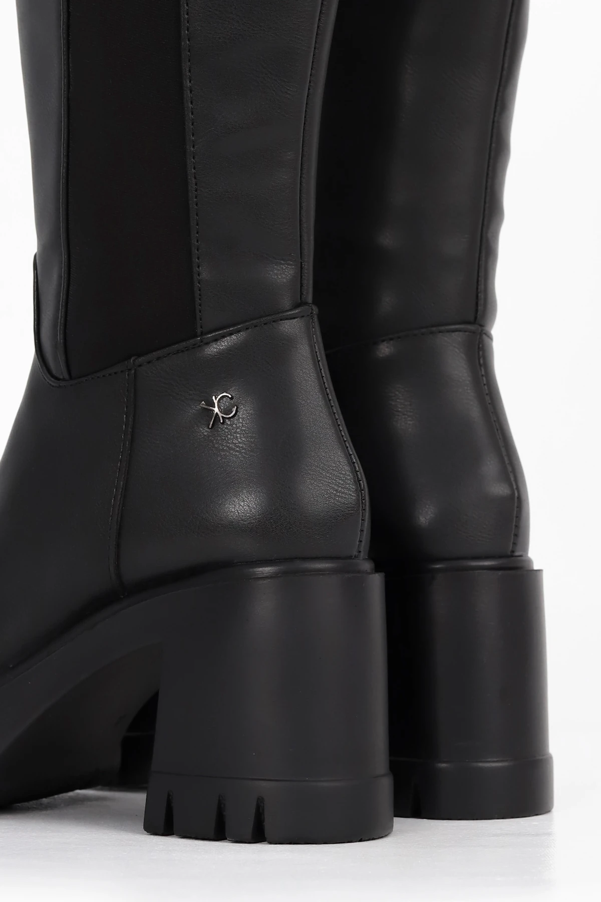 BT900 Arka Streç Kumaş Diz Altı Çizme - SİYAH